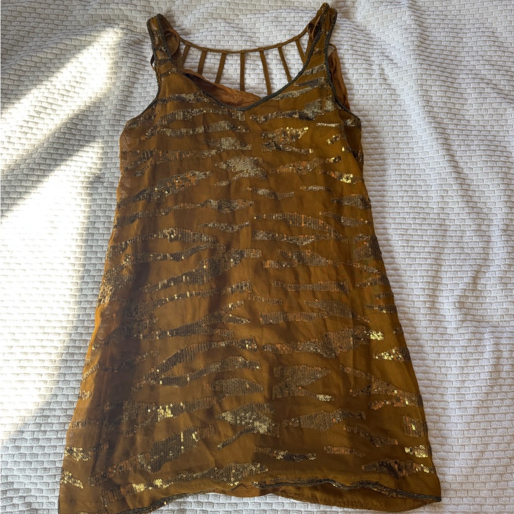 Gold Sequin Strappy Women's Top